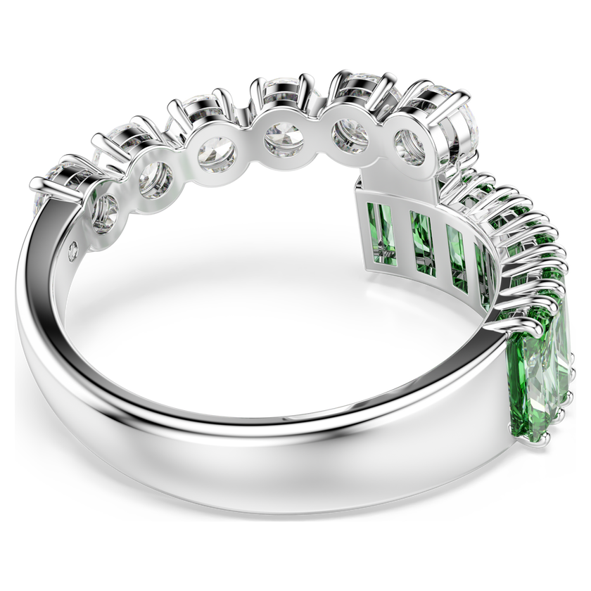 swarovski matrix ring  mixed cuts  green  rhodium plated