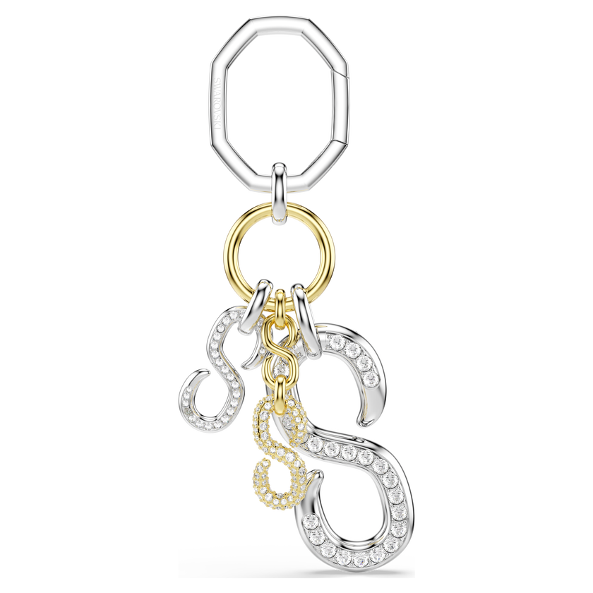 swarovski bag charm  round cut  white  mixed metal finish