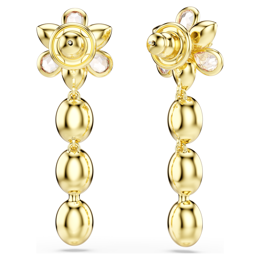 swarovski idyllia drop earrings  mixed cuts  flower  multicolored  gold tone plated