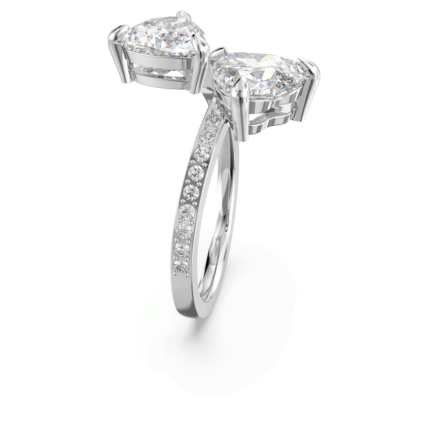 swarovski mesmera open ring  heart  white  rhodium plated
