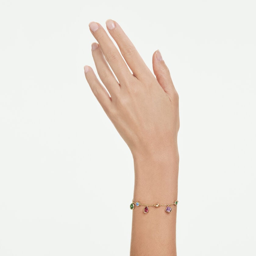 swarovski imber bracelet  mixed cuts  multicolored  18k gold finish