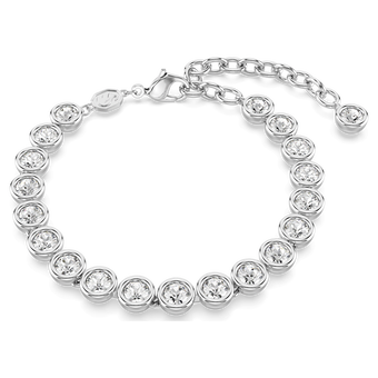 swarovski imber tennis bracelet  round cut  white  rhodium plated