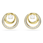 swarovski hyperbola stud earrings  round cut  white  gold tone plated