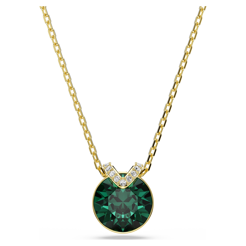 swarovski bella v pendant  round cut  green  18k gold finish