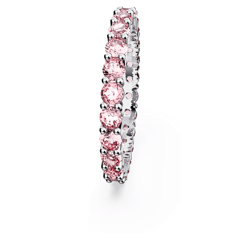 swarovski matrix ring  round cut  pink  rhodium plated