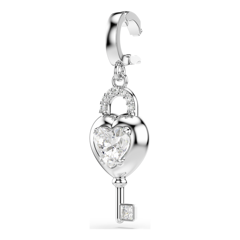 swarovski idyllia charm  mixed cuts  heart with key  white  rhodium plated