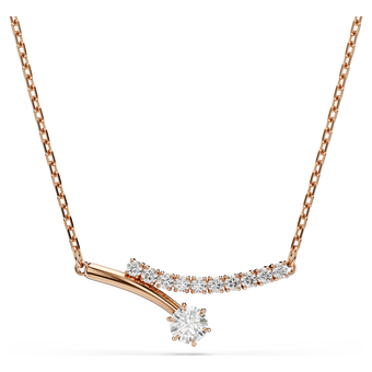 swarovski matrix necklace  round cut  white  18k rose gold finish