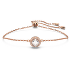 Constella bracelet, Round cut, Pavé, White, Rose gold-tone plated