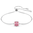 swarovski birthstone bracelet  square cut  october  pink  rhodium plated
