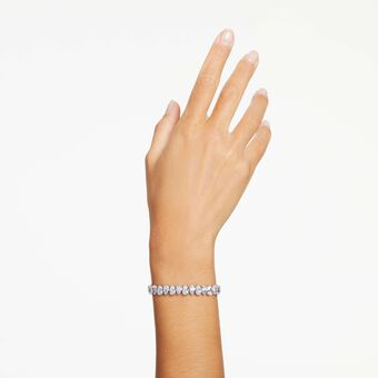 swarovski matrix tennis bracelet  pear cut  white  rhodium plated