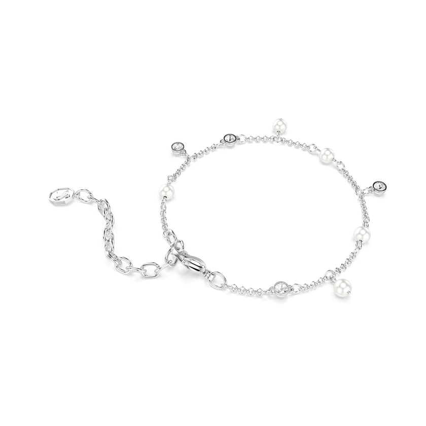 swarovski imber bracelet  crystal pearl  round cut  white  rhodium plated