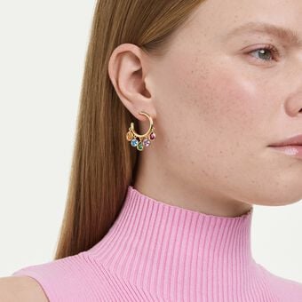 swarovski imber hoop earrings  mixed cuts  multicolored  18k gold finish