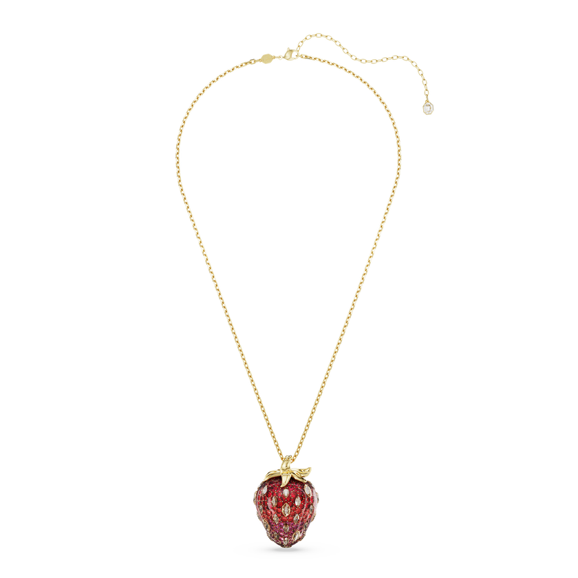 swarovski idyllia pendant  mixed cuts  strawberry  red  gold tone plated