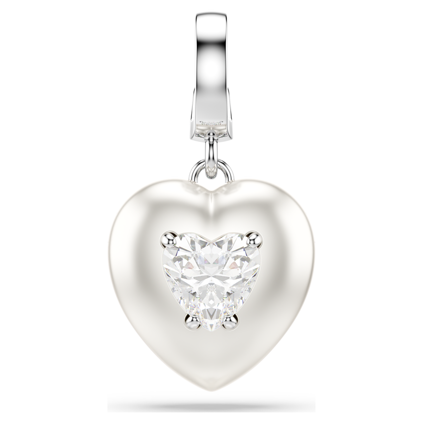 swarovski idyllia charm  mixed cuts  pearl colored coating  heart  white  rhodium plated
