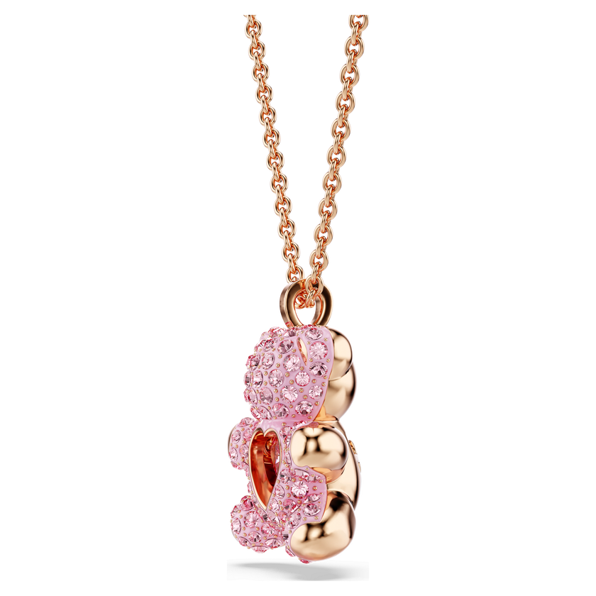swarovski teddy pendant  bear  pink  rose gold tone plated
