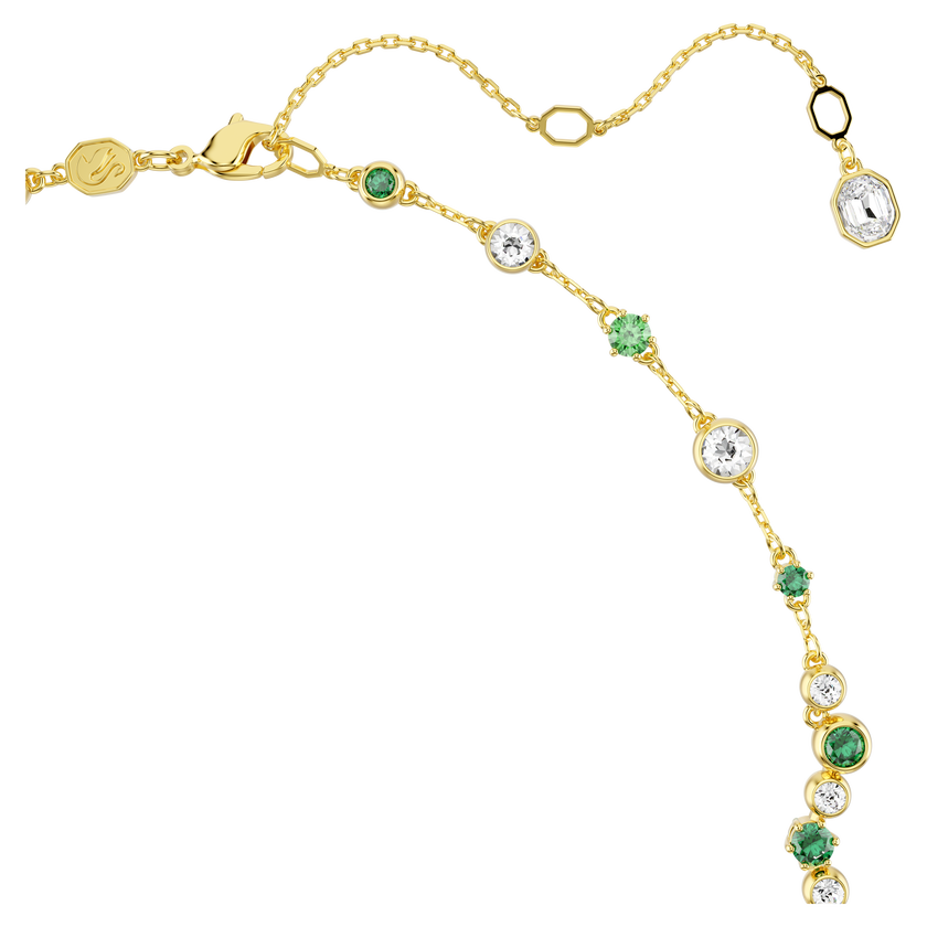 swarovski constella y necklace  mixed cuts  green  gold tone plated