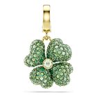 swarovski idyllia charm  clover  green  gold tone plated