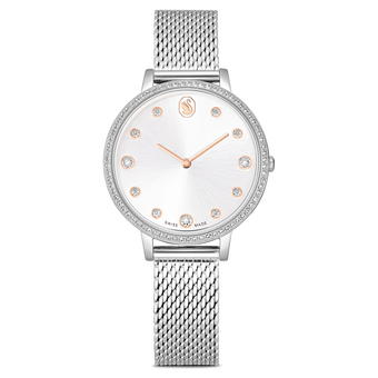 swarovski clarica watch  swiss made  metal bracelet  silver tone  stainless steel