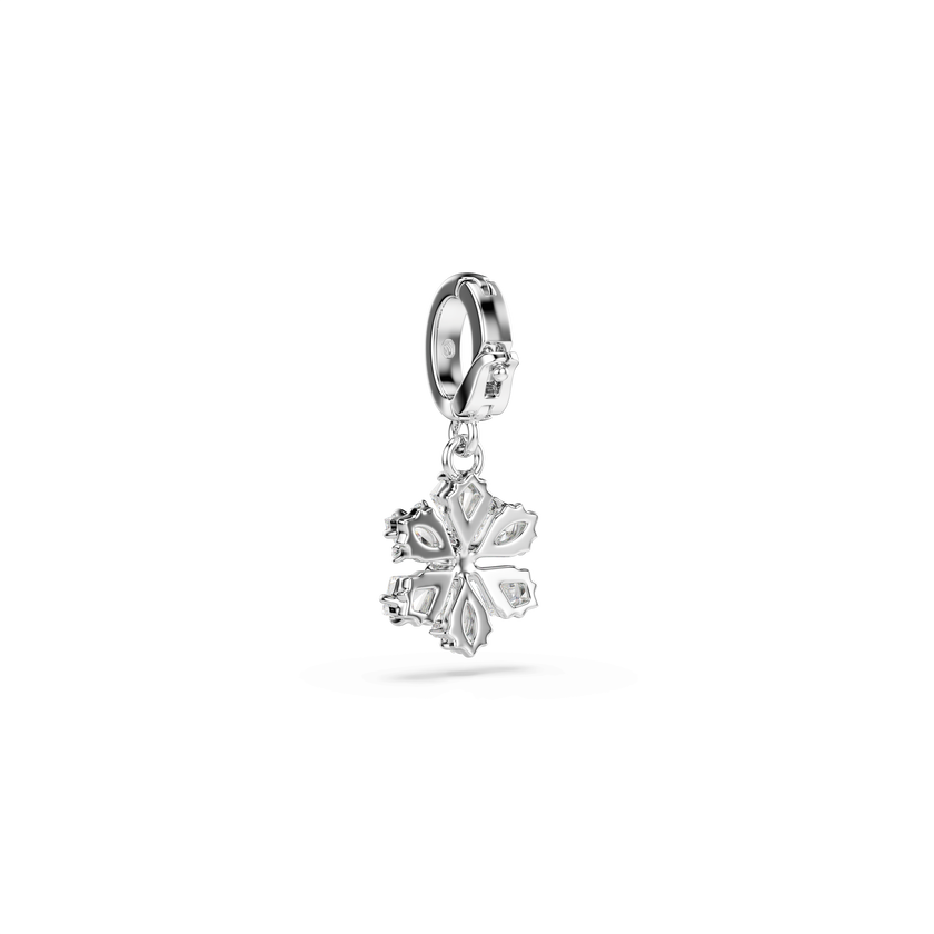swarovski idyllia charm  mixed cuts  snowflake  white  rhodium plated