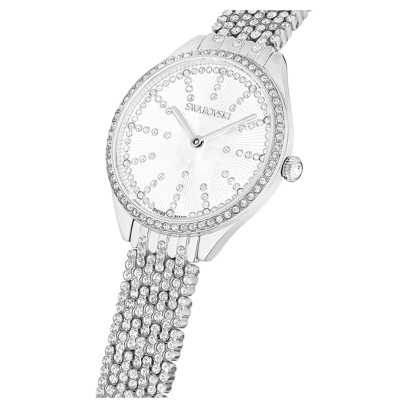 swarovski attract watch  swiss made  full pav    crystal bracelet  silver tone  stainless steel