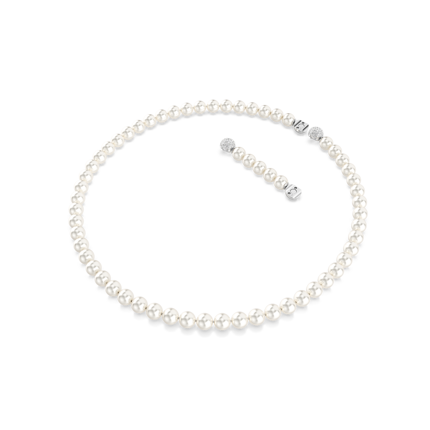 swarovski matrix necklace  crystal pearl  white  rhodium plated