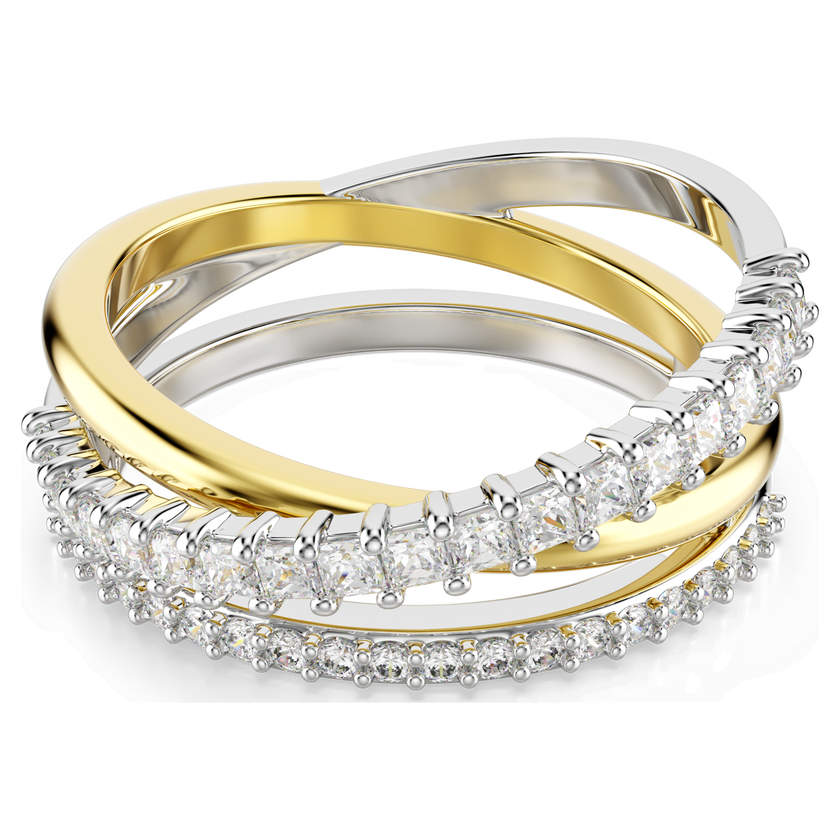 swarovski hyperbola ring  mixed cuts  white  mixed metal finish