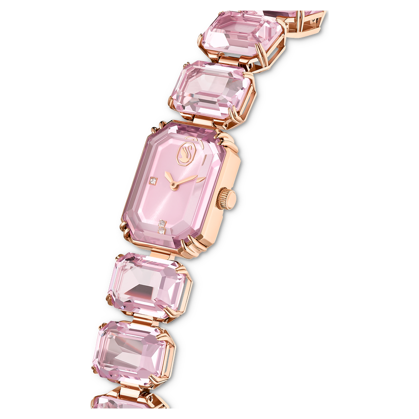swarovski watch  octagon cut bracelet  pink  rose gold tone finish