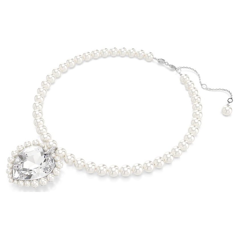 ariana grande x swarovski necklace  crystal pearl  heart cut  heart  white  rhodium plated