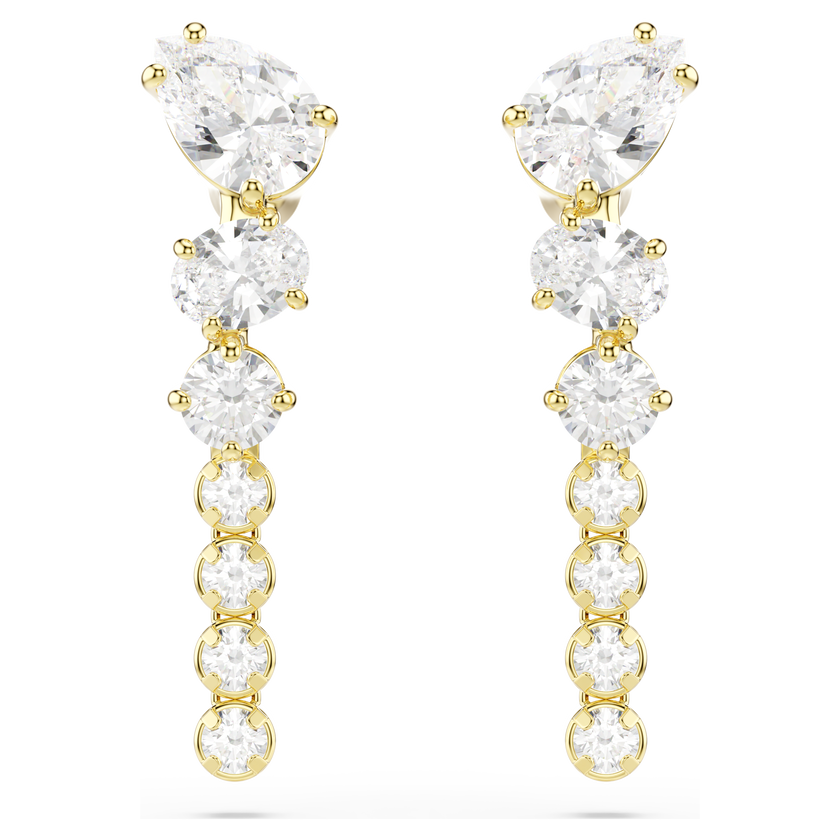 swarovski mesmera drop earrings  mixed cuts  white  18k gold finish