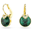 swarovski bella v drop earrings  round cut  green  gold tone plated