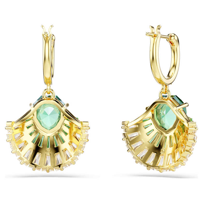 swarovski idyllia drop earrings  mixed cuts  shell  green  gold tone plated