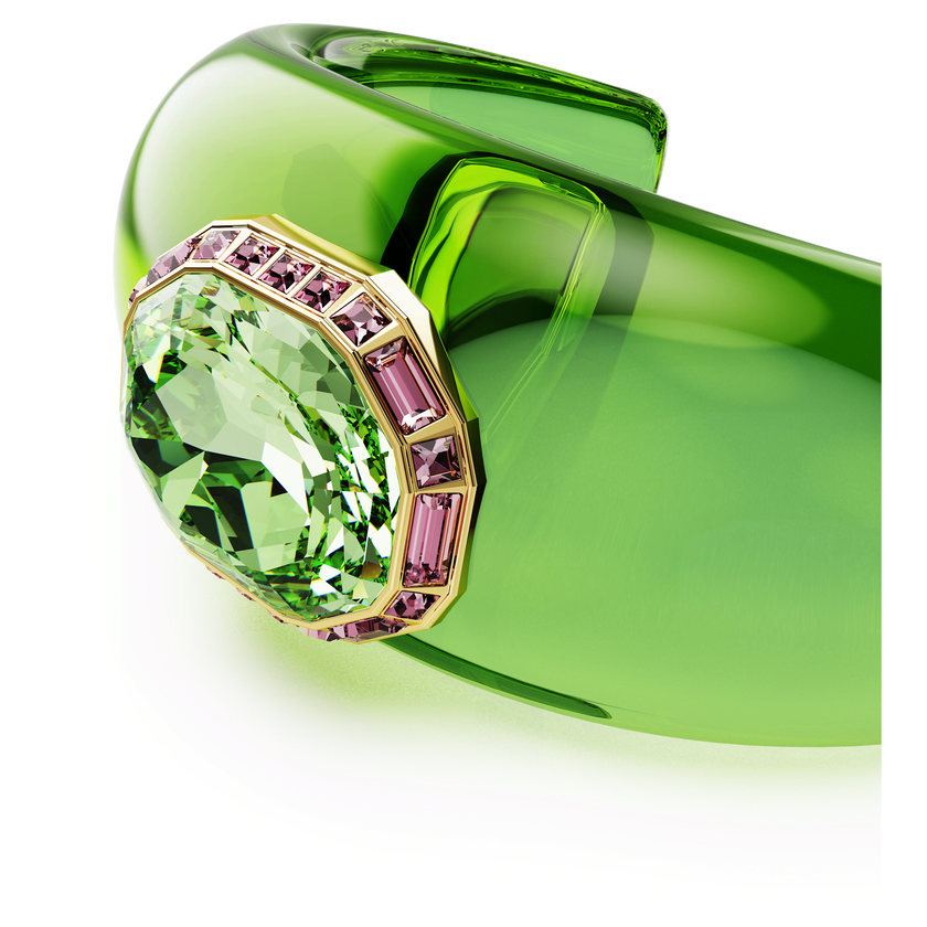 swarovski dulcis cuff  octagon cut  pav   green  gold tone plated