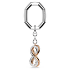 Key ring, Infinity, White, Mixed metal finish
