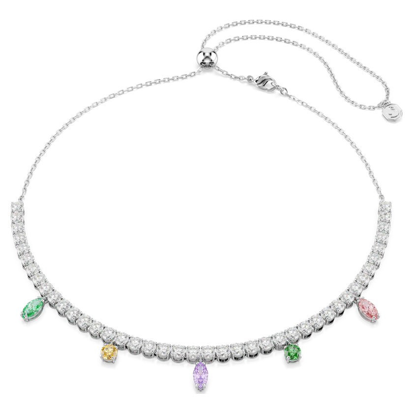 ariana grande x swarovski tennis necklace  mixed cuts  multicolored  rhodium plated