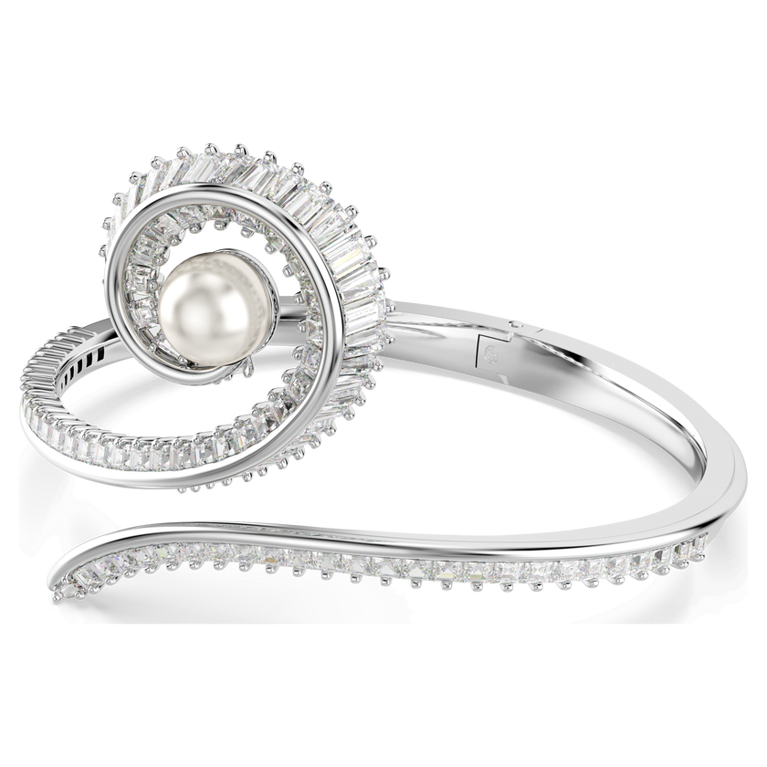 ariana grande x swarovski bangle  crystal pearl  baguette cut  white  rhodium plated