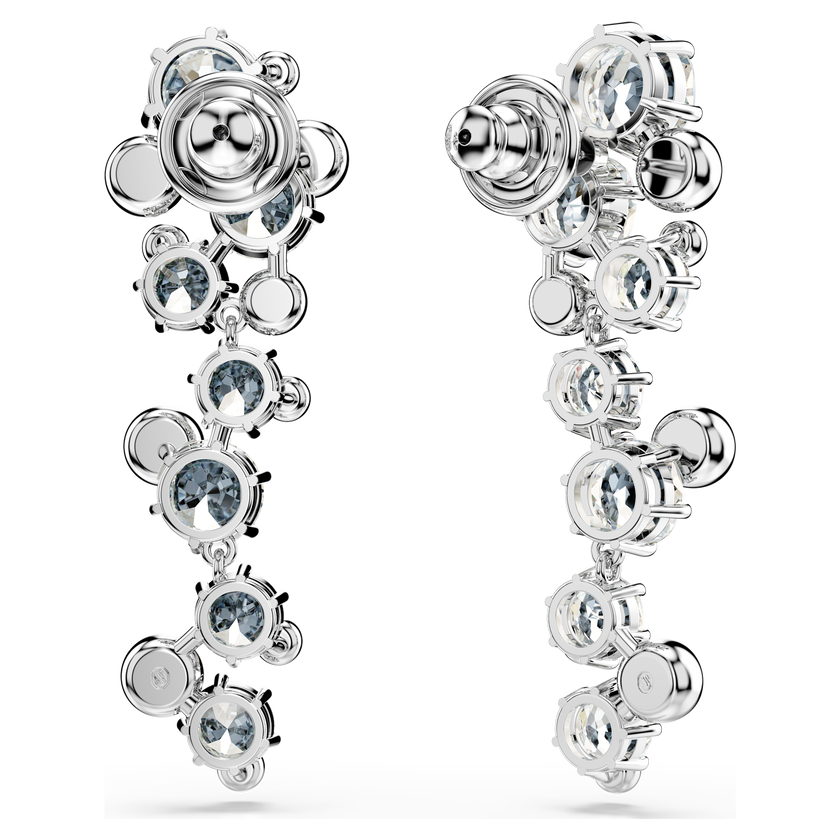 swarovski constella drop earrings  mixed cuts  white  rhodium plated