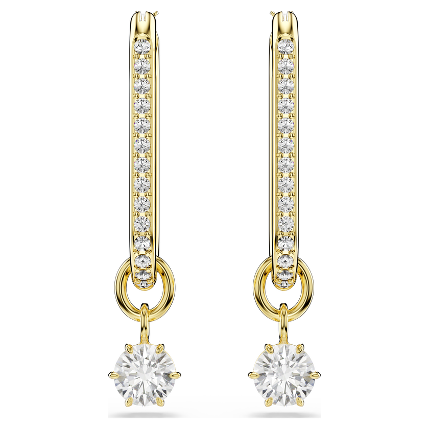 swarovski constella drop earrings  round cut  white  gold tone plated