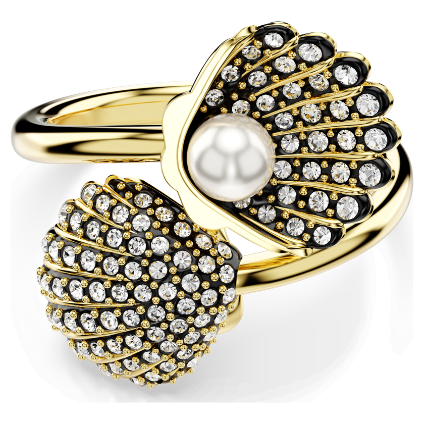 swarovski idyllia open ring  crystal pearl  shell  white  gold tone plated