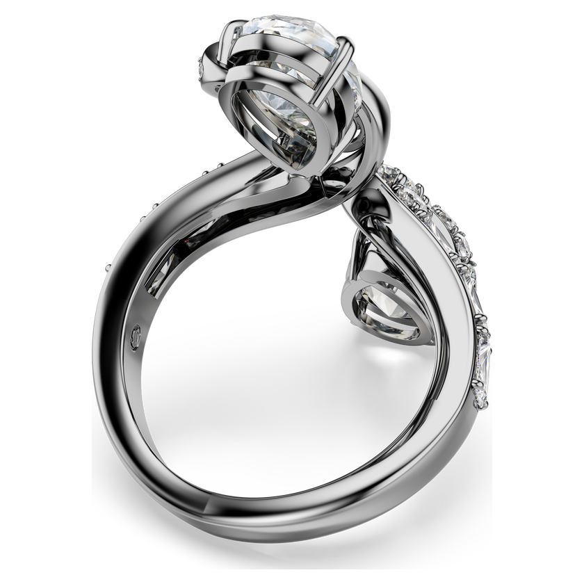 swarovski the vienna collection open ring  feather  white  ruthenium plated