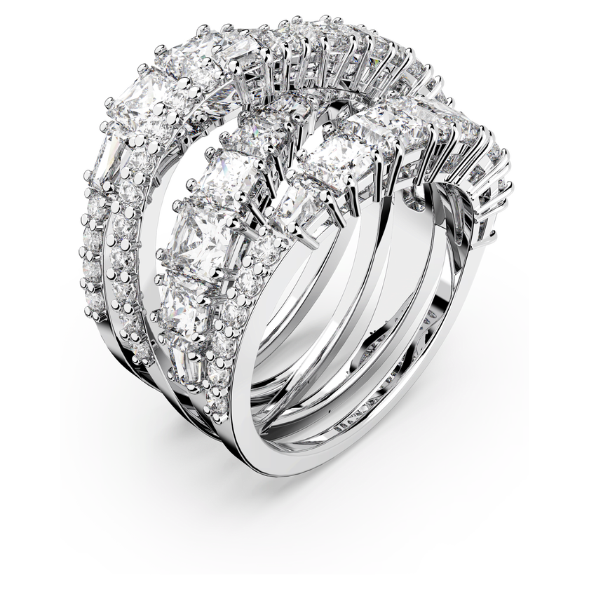 swarovski hyperbola ring  mixed cuts  white  rhodium plated