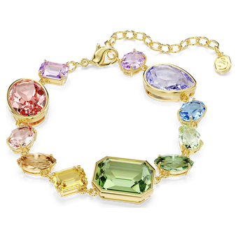 swarovski gema bracelet  mixed cuts  multicolored  gold tone plated