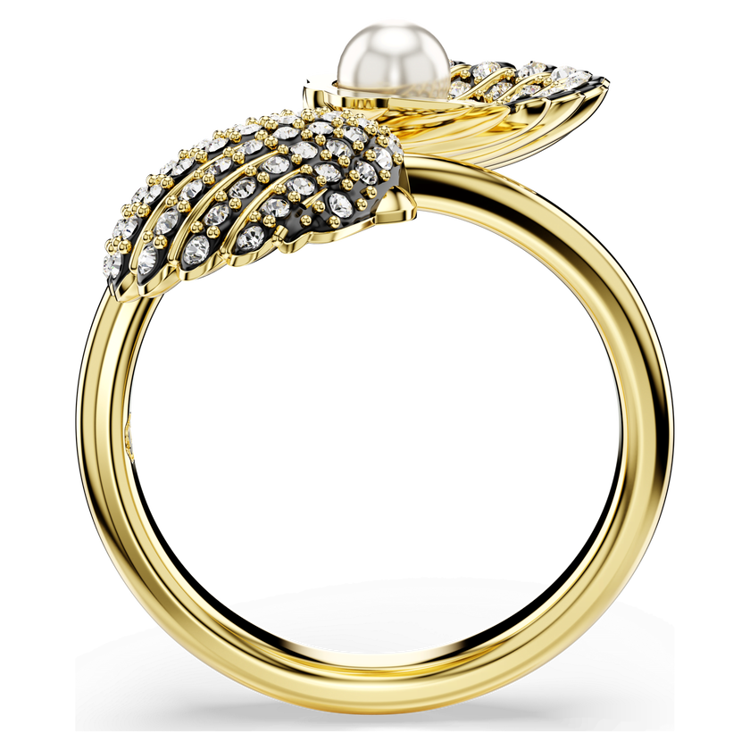 swarovski idyllia open ring  crystal pearl  shell  white  gold tone plated