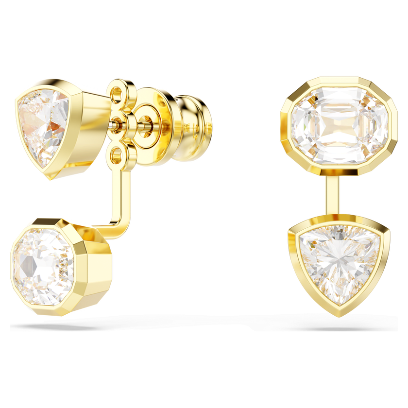 swarovski imber earring jackets  asymmetrical design  mixed cuts  white  gold tone plated