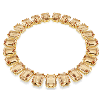 swarovski millenia necklace  oversized crystals  octagon cut  caramel  18k gold finish