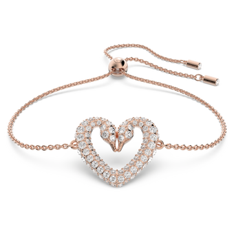 swarovski una bracelet  heart  small  white  rose gold tone plated