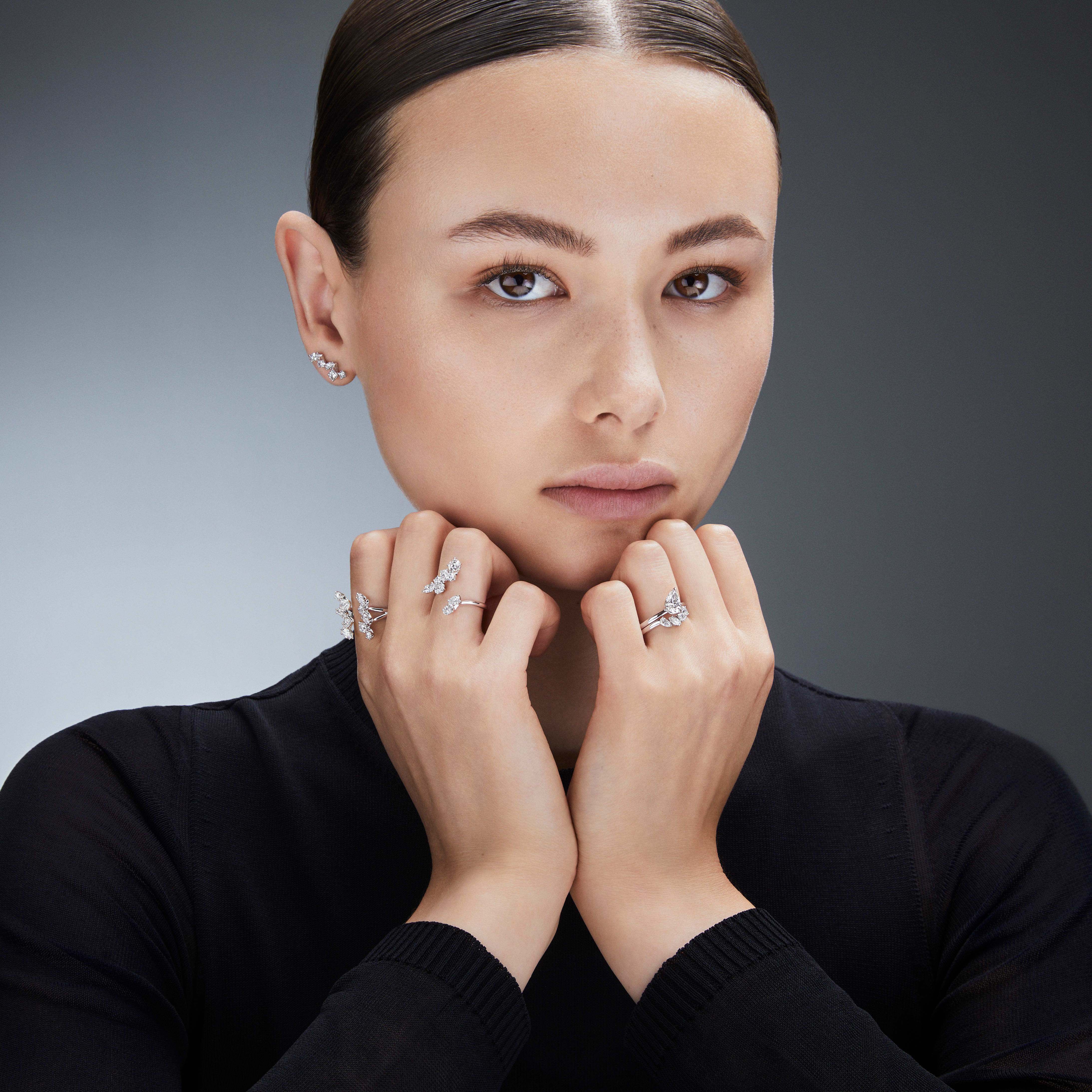 swarovski galaxy ear cuffs  laboratory grown diamonds 1 25 ct tw  18k white gold