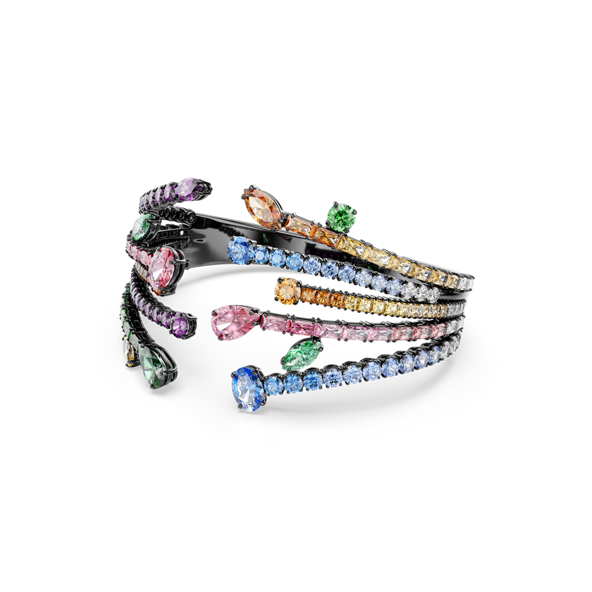 swarovski matrix bangle  mixed cuts  bouquet  multicolored  ruthenium plated