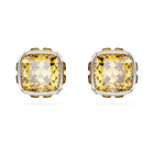 swarovski birthstone stud earrings  square cut  november  yellow  rhodium plated