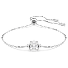 swarovski birthstone bracelet  square cut  april  white  rhodium plated