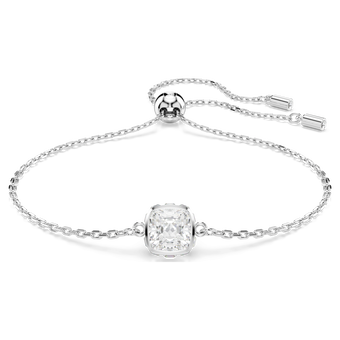 swarovski birthstone bracelet  square cut  april  white  rhodium plated